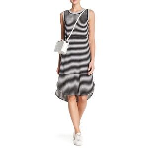 Superfoxx Nordstrom Striped Curved Hem‎ Sleeveless Dress Grey Size Small